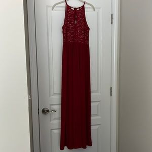 NW Red Keyhole Halter Gown